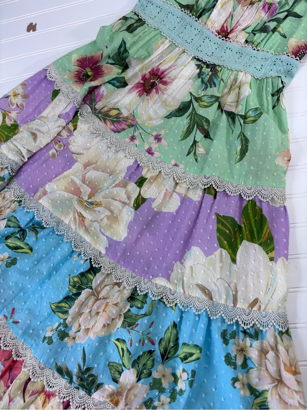 FARM Rio Floral Midi Dress in Purple, Pink, Green, Cream Large runs small - Picture 8 of 13